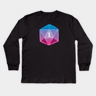 Natural 1 | Hand Painted Nat 1 - Critical Fail D&D - Pink and Blue Gradient Kids Long Sleeve T-Shirt